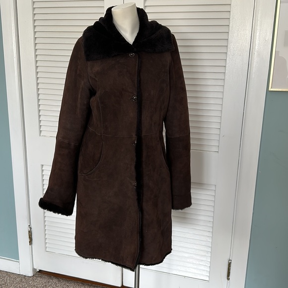 Cole Haan City lamb skin suede shearling lined jacket sz M - Picture 2 of 12